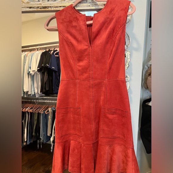BCBG MaxAzria Adeline Coral Faux-Suede Dress Sz 2 🪸 - Picture 6 of 8